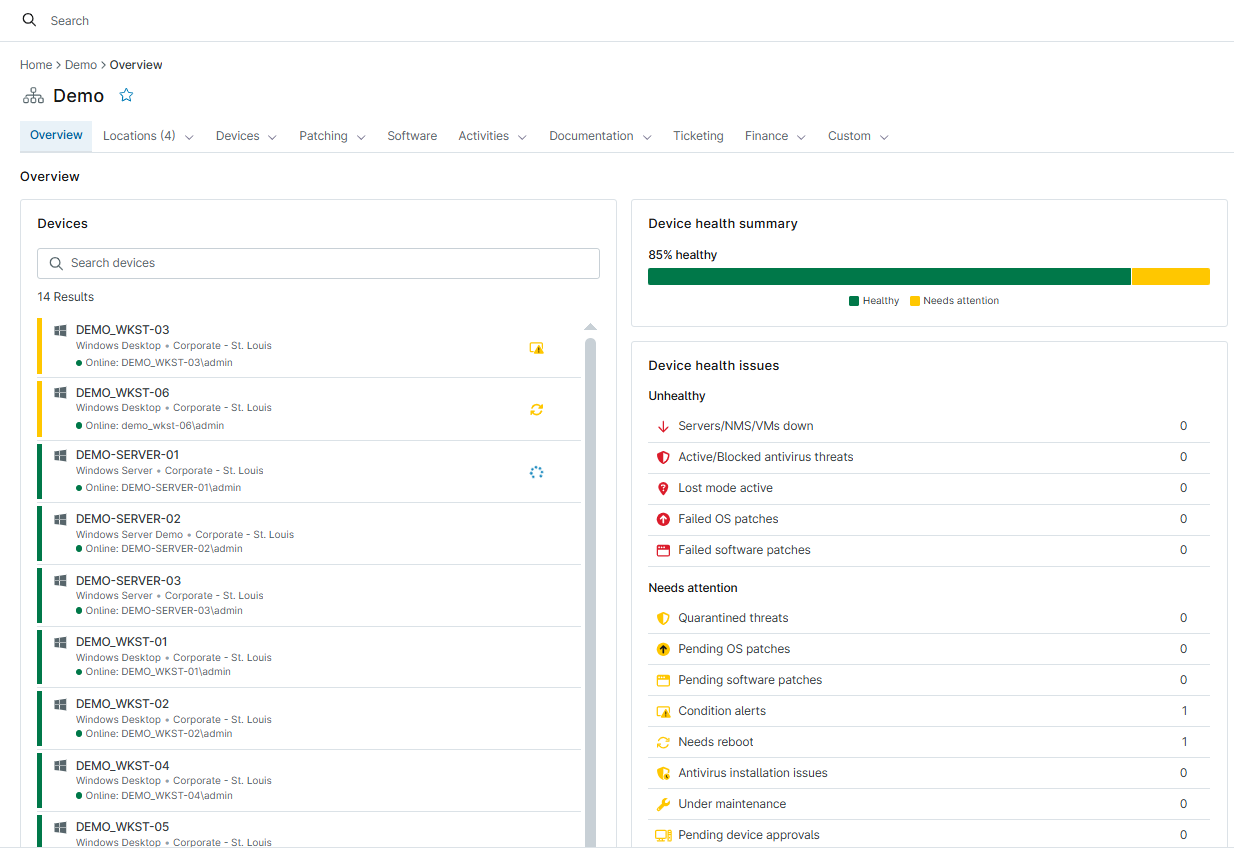 datasnare core overview dashboard screenshot