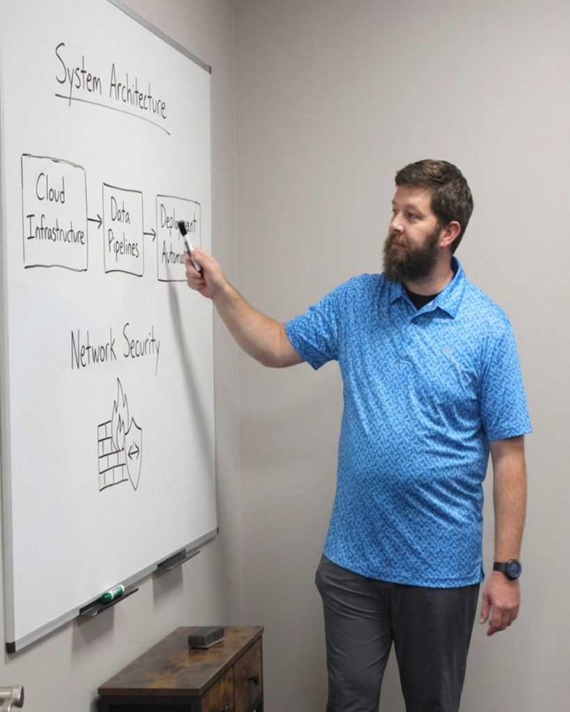 bearded engineer teaching
