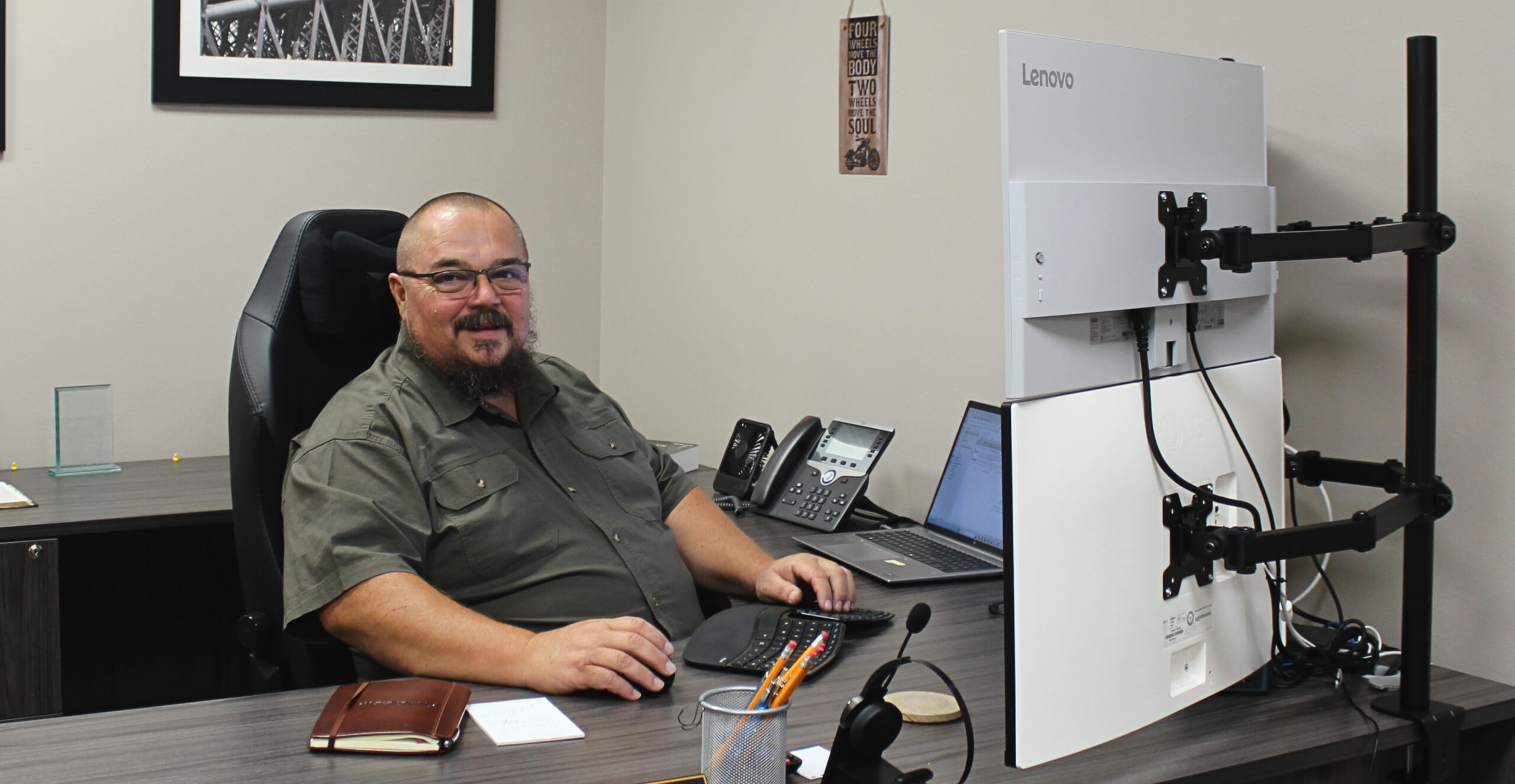 boss at computer